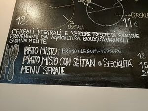 Sample of the menu at Cuore Verde in Milan
