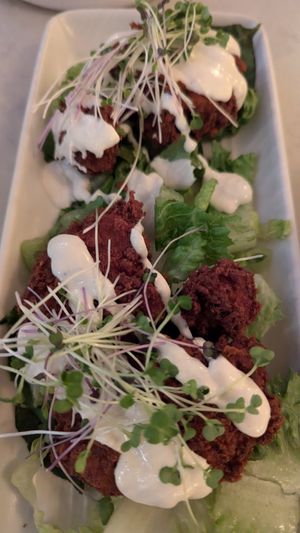 Crab cake appetizer at Bar Botanical in Crozet
