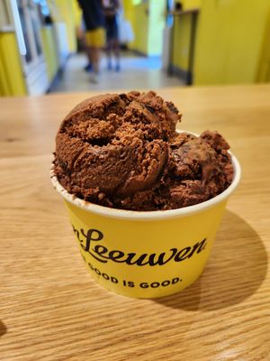 Cookies and cream caramel swirls and dark chocolate fudge brownie at Van Leeuwen Ice Cream - Morse St NE in Washington