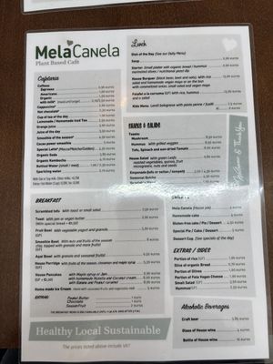 The menu as of February 2025  at Mela Canela - Sintra Centre in Sintra