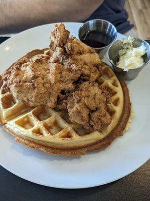 Chicken and waffles at Bed Head Vegan Brunch House in Bethlehem