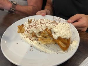 Tiramisu Waffles at Bed Head Vegan Brunch House in Bethlehem