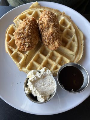 Chicken and waffles  at Bed Head Vegan Brunch House in Bethlehem