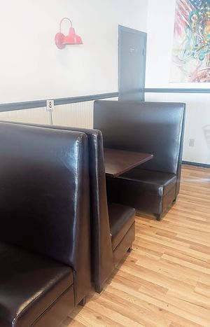 Everyone loves a booth! at Bed Head Vegan Brunch House in Bethlehem