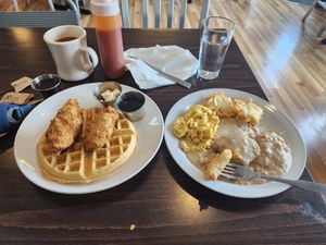 Amazing chic n waffles, and biscuits n gravy! at Bed Head Vegan Brunch House in Bethlehem