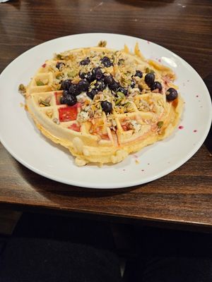 Lemon waffle at Bed Head Vegan Brunch House in Bethlehem