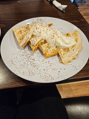 Tiramisu waffle at Bed Head Vegan Brunch House in Bethlehem