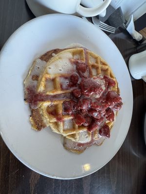 Amore waffles (with gluten free waffle)   at Bed Head Vegan Brunch House in Bethlehem