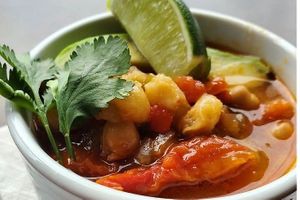Vegan sundried tomato pozole at Zephyr Winebar + Café in Marquette