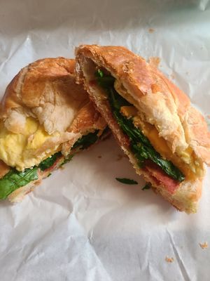 Bacon & egg croissant sandwhich at Lilis Vegan Breakfast - Cloud Kitchen   in Lawndale