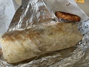 Stuffed breakfast burrito 🌯! So good! 😊   at Lilis Vegan Breakfast - Cloud Kitchen   in Lawndale