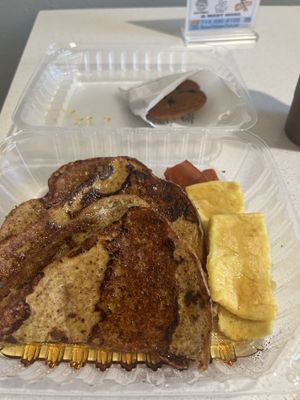 Super sour French toast, just egg and I think morning star bacon which is vegetarian    at Lilis Vegan Breakfast - Cloud Kitchen   in Lawndale