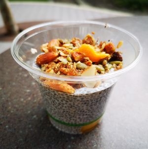 Mango Chia Pudding - clearly marked vegan at Aroma Cafe in Murdoch