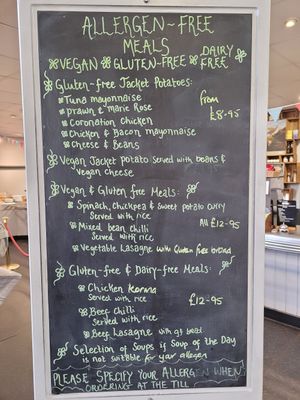 Vegan and gluten free board at Bicton Park Botanical Gardens in Budleigh Salterton