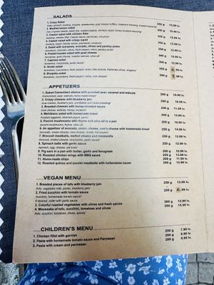 Menu with clearly labelled vegan section  at The Crazy Family in Burgas