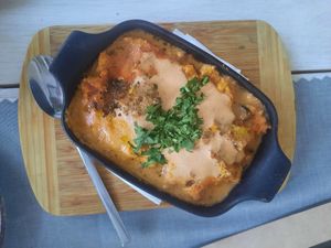 Vegan musaka was great!!! at The Crazy Family in Burgas