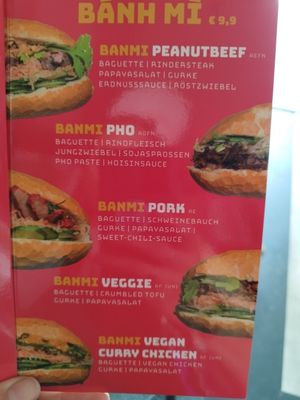 Menue at BanMi in Vienna