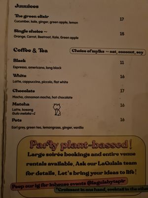 Juice and coffee with vegan milk at La Gula By The Hungry Tapir in Kuala Lumpur