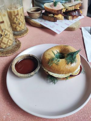 Ham and egg bagel at La Gula By The Hungry Tapir in Kuala Lumpur