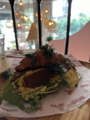 Scrambled tofu and bacon croissant   at La Gula By The Hungry Tapir in Kuala Lumpur