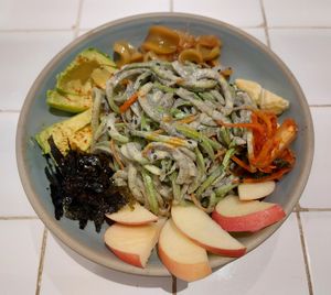 Raw Korean Noodles with Local Seasonal Kimchi 生機韓式拌麵 配 手工本地泡菜 at Wanaka in Hong Kong Island