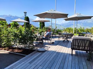 Outdoor seating at RUUF in Schaan