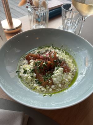 Pickled peaches (with cottage cheese)  at RUUF in Schaan