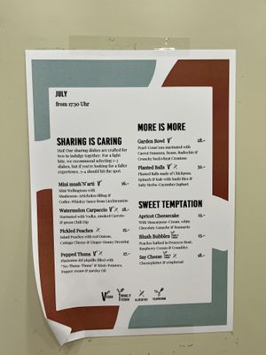 July 2025 menu  at RUUF in Schaan