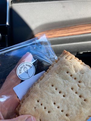 Totally Sweet = vendor. Vegan pop tart with plant-based sausage, egg, and cheese  at Waterloo Vegan Market in Cleveland