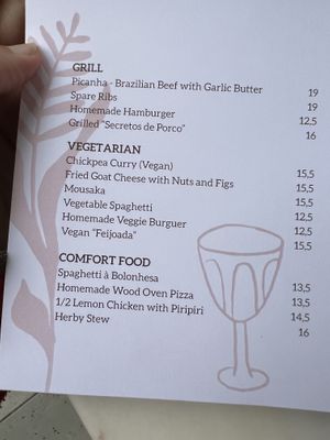 Menü   at A Cantina at TAMANCO in Carrico