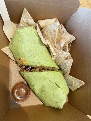 Breakfast burrito with tofu scramble, vegan cheese, and more!  at Revolucion Coffee + Juice in Austin