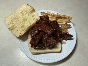 Vegan tips and fries (on my own bun)  at Glo Jean's Kitchen in Homewood
