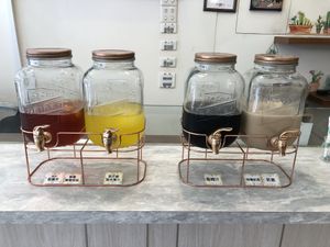 drinks (all vegan except last one)  at Plant Vegetable Light Vegetarian Cuisine Without Borders - 植素拾光素食無國界料理- in Taichung