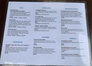 Menu  at Gill's Lanai in Kapaau