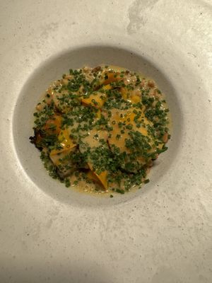 Main: pickled artichoke and tomato, pumpkin, pine nut, miso sauce 😍  at Theo in Copenhagen