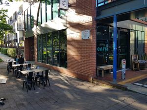 Outside at Sweet Bones Bakery Cafe in Scullin