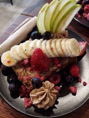Loaded banana bread at Sweet Bones Bakery Cafe in Scullin