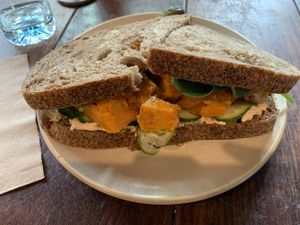 Roast pumpkin sandwich  at Sweet Bones Bakery Cafe in Scullin