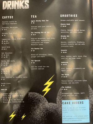 Drinks menu  at Scullin Sweet Bones in Scullin