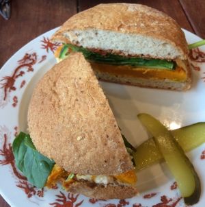 Roasted pumpkin sandwich at Sweet Bones Bakery Cafe in Scullin