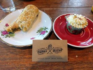pumpkin pastry & carrot cupcake at Sweet Bones Bakery Cafe in Scullin
