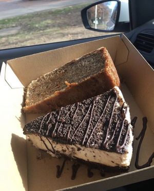 Oreo cheesecake and carrot cake at Sweet Bones Bakery Cafe in Scullin