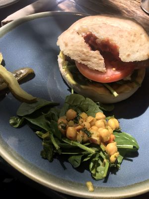 Vegan bacon cheese burger. My favourite from here. :p I recommend it   at Sweet Bones Bakery Cafe in Scullin