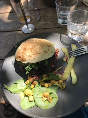 The mushroom burger yum  at Sweet Bones Bakery Cafe in Scullin