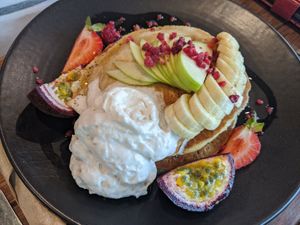 Pancakes $19.50 at Sweet Bones Bakery Cafe in Scullin