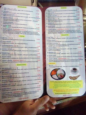 Lunch menu at Restaurant Sunkosi in Helsinki