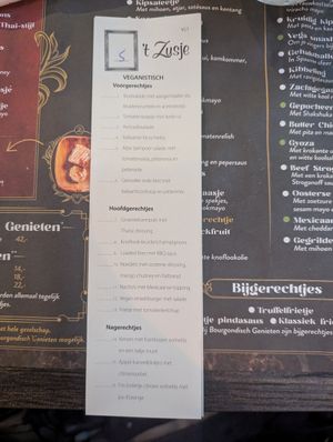 Separate vegan menu at 't Zusje in Nijmegen