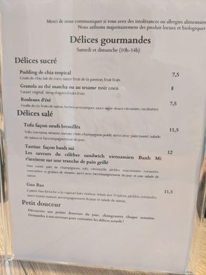 Menu at Meraki in Grenoble
