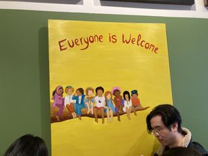 Sign in shop  at Tompkins Square Bagels in New York City
