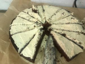 Chocolate cake with vanilla frosting at El Taller in Gran Canaria